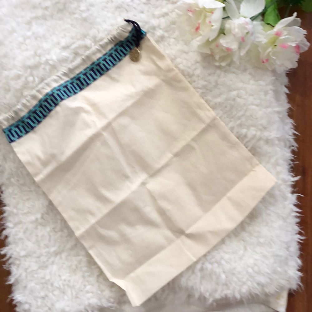 Tory Burch 15 x 12 ivory muslin dust bag